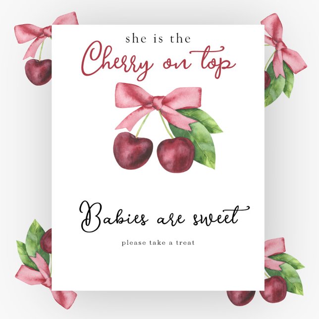 Cherry bow baby shower Babies are sweet  Poster (Creator Uploaded)