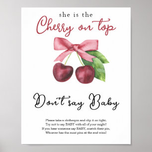 Cherry bow baby shower Don't say baby Poster