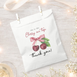 Cherry bow baby shower favour bags
