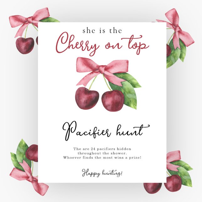 Cherry bow baby shower Pacifier hunt game Poster (Creator Uploaded)