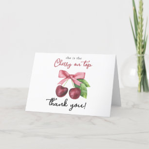 Cherry bow baby shower - Thank You Card