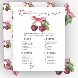 Cherry bow baby shower Whats in your purse game
