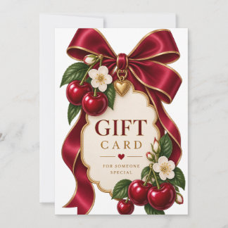 Cherry Bow Gift Invitation | Elegant Burgundy Gold