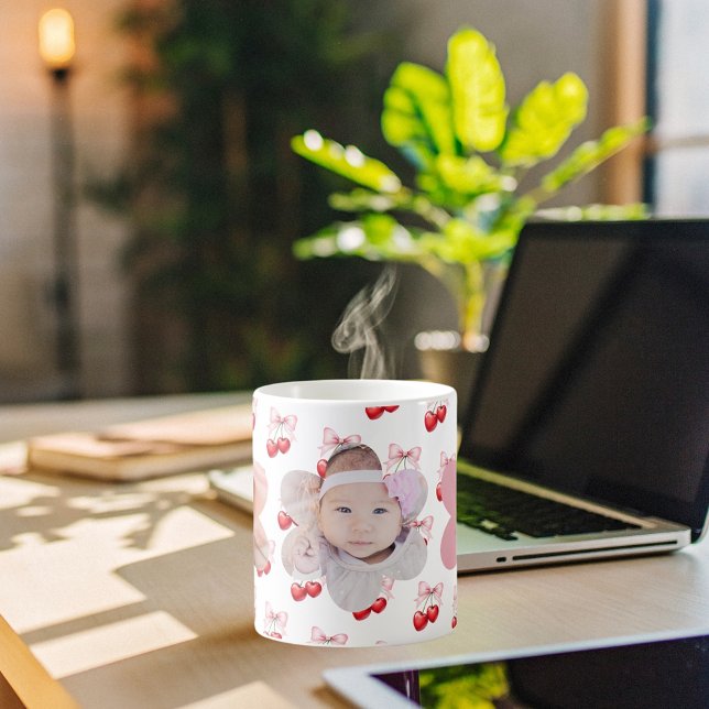 Cherry bow pink photo children coffee mug (Creator Uploaded)