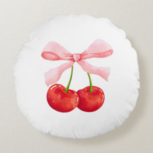 Cherry Bow Round Cushion