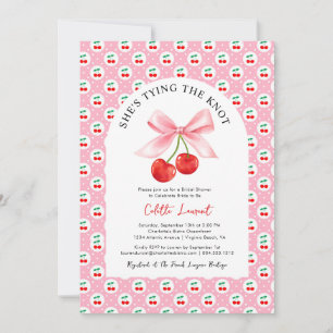 Cherry Bow Tying the Knot Bridal Shower Invitation