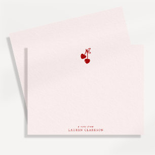 Cherry Bow Valentine’s Day Note Card