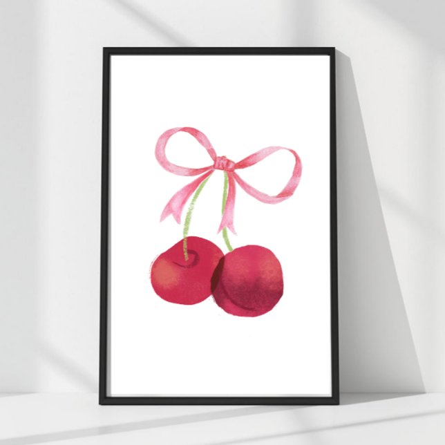 Cherry & Bow Wall Art – 12x18 Poster (Mix & match sizes: Cherry & Bow wall art in 24x36, 16x24, 12x18, 8x12 & 4x6.)
