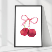 Cherry & Bow Wall Art – 16x24 Poster, Nursery or K