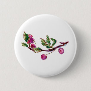 Cherry Branch 6 Cm Round Badge