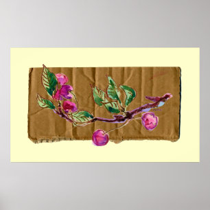Cherry Branch on cardboard Poster