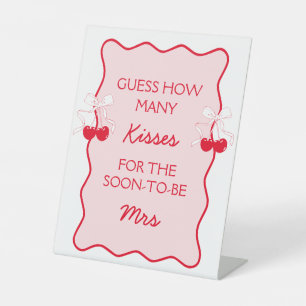 Cherry Bridal Shower Game Guess How Many Kisses Pedestal Sign