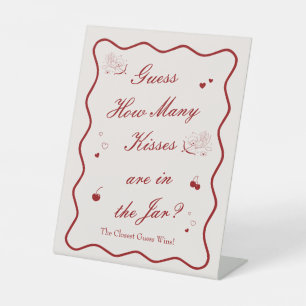 Cherry Bridal Shower Guess How Many Kisses Game Pedestal Sign