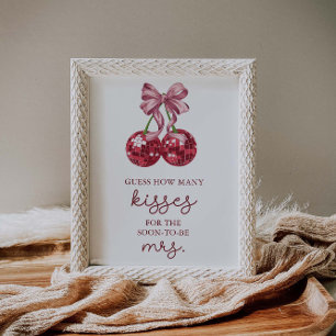 Cherry Bridal Shower Guess How Many Kisses  Poster
