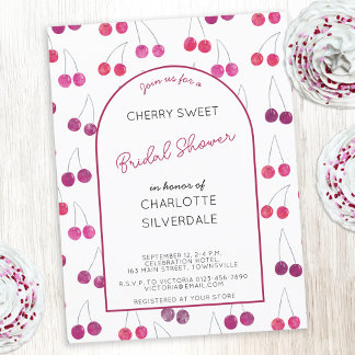 Cherry Bridal Shower Invitation Postcard