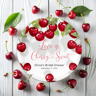 Cherry Bridal Shower Paper Plate