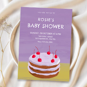Cherry cake bachelorette baby shower invitation