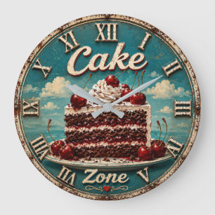 Cherry Cake Baking Gift Dessert Kitchen Decor Large Clock