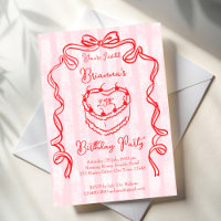 Cherry cake pink coquette bow birthday party