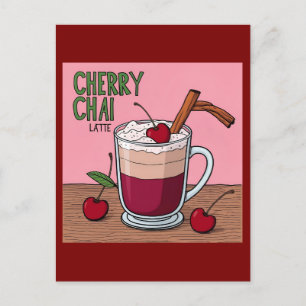 cherry chai latte postcard