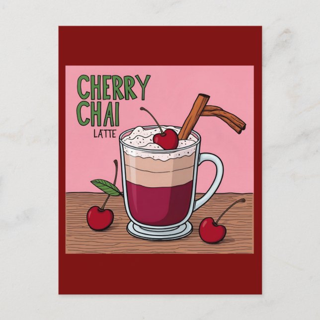 cherry chai latte postcard (Front)