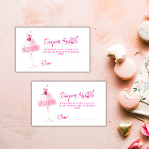 Cherry Champagne Diaper Raffle Baby Shower  Enclosure Card