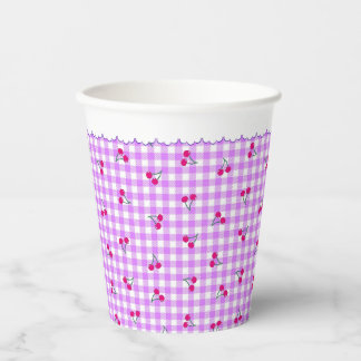 Cherry check pink paper cup