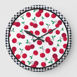 cherry checkered wall clock