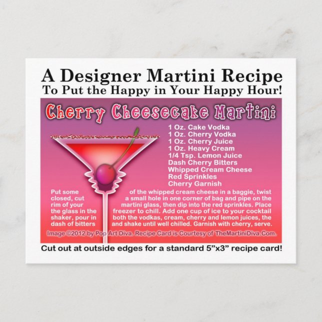 Cherry Cheesecake Martini Recipe Postcard (Front)