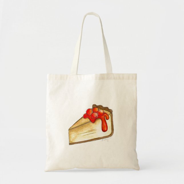 Cherry Cheesecake NYC Foodie Dessert Tote Bag (Front)