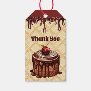 Cherry Chocolate Cake Birthday Party Thank You Gift Tags