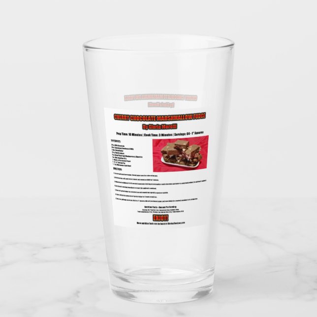 Cherry Chocolate Marshmallow Fudge On A Plate Glass (Front)