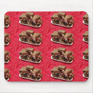 Cherry Chocolate Marshmallow Fudge On A Plate Mouse Mat