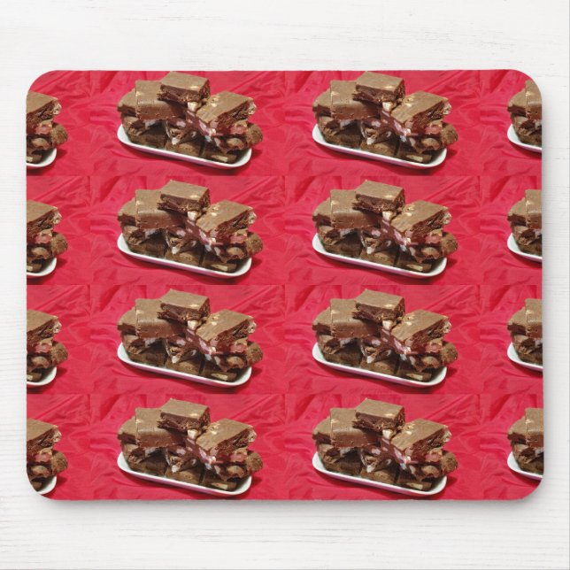 Cherry Chocolate Marshmallow Fudge On A Plate Mouse Mat (Front)