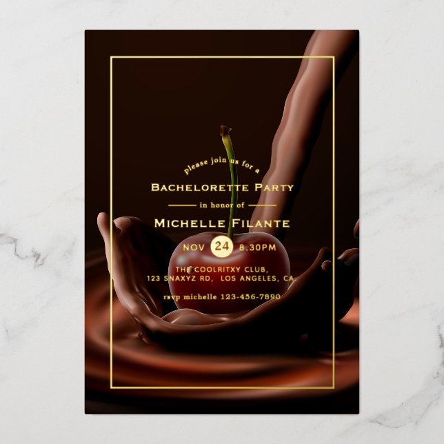 Cherry Chocolate Splash Bachelorette Party Foil In (Front)