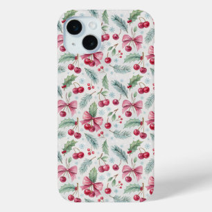 Cherry Christmas iPhone 15 Mini Case