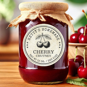 Cherry chutney jar label for your homemade recipes