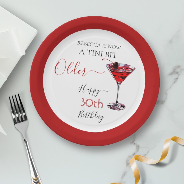 Cherry cocktail A tini bit Older Birthday Paper Plate (Creator Uploaded)