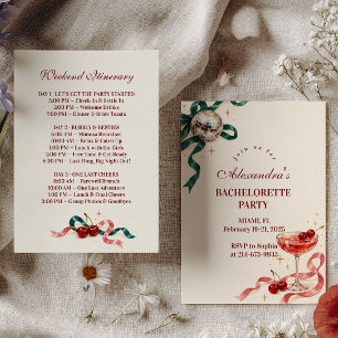 Cherry Cocktail Last Disco Bachelorette Invitation