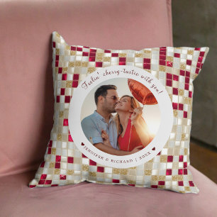 Cherry Coded Valentine's Day Custom Photo Cushion
