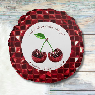 Cherry Coded Valentine's Day Round Custom Round Cushion