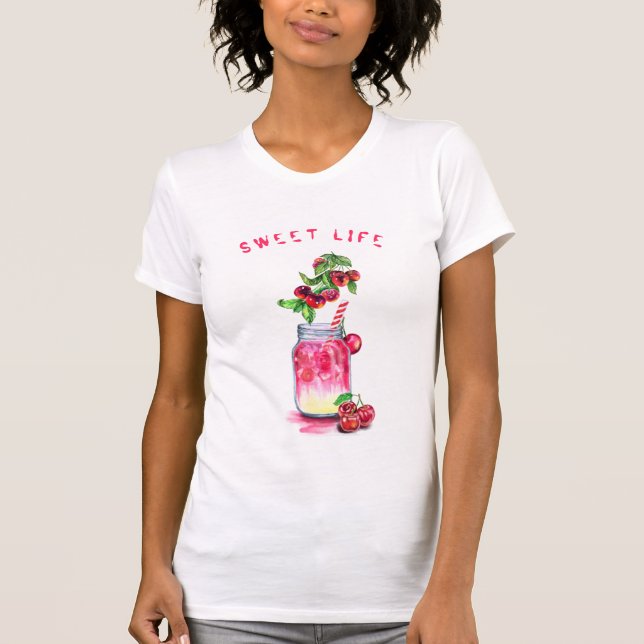 Cherry Cool Drink Funny Party T-Shirt Custom Text (Front)