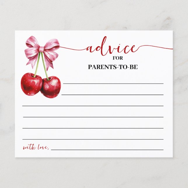 Cherry Coquette Advice Mum & Dad Baby Shower Card (Front)