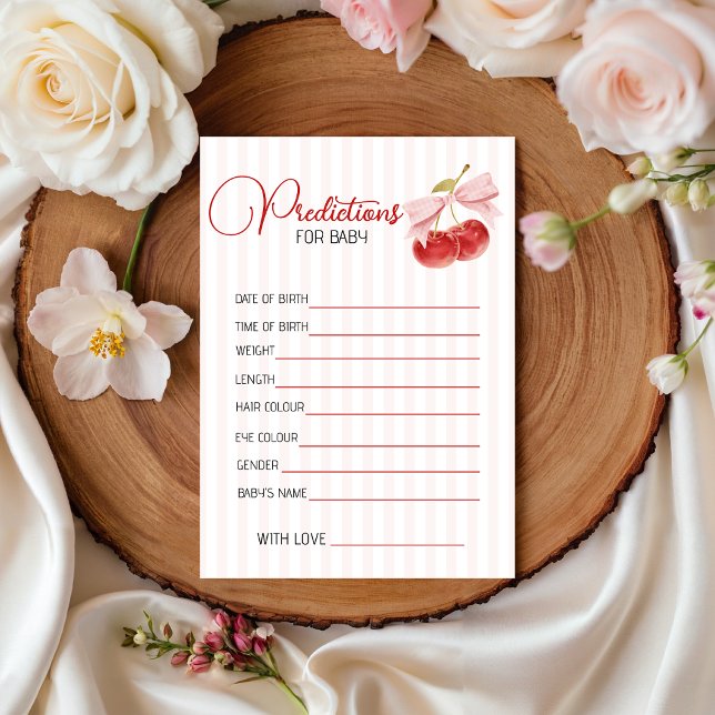 Cherry Coquette Baby Shower Predictions Invitation (Creator Uploaded)