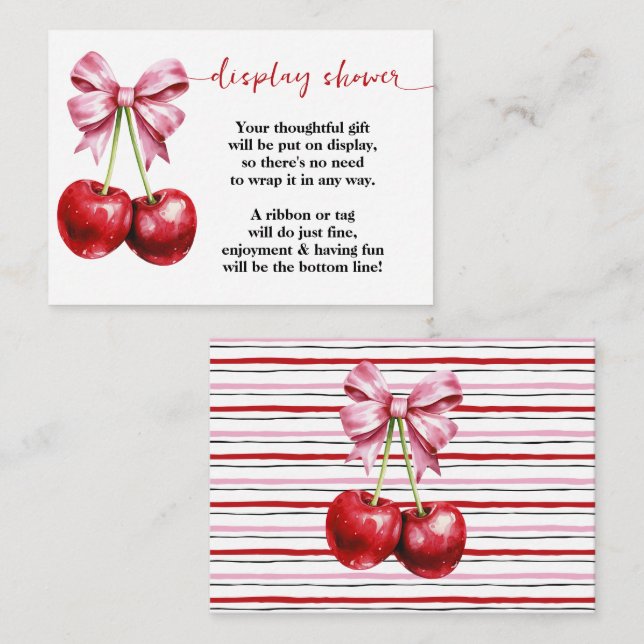 Cherry Coquette Display No Wrapping Baby Shower Enclosure Card (Front/Back)