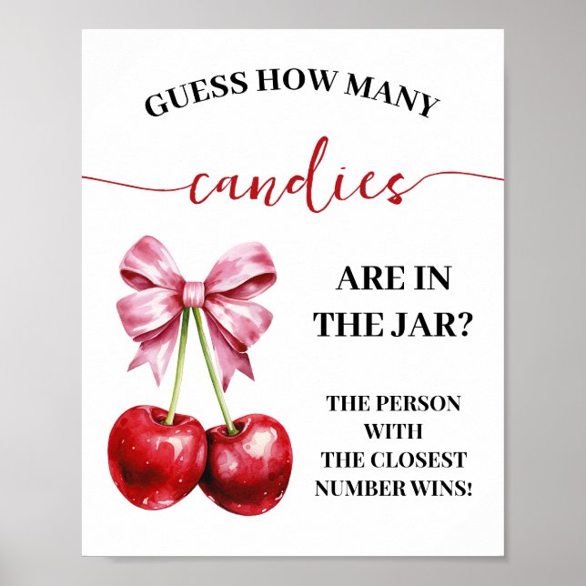 Cherry Coquette How many Candies Shower Game Sign (Front)