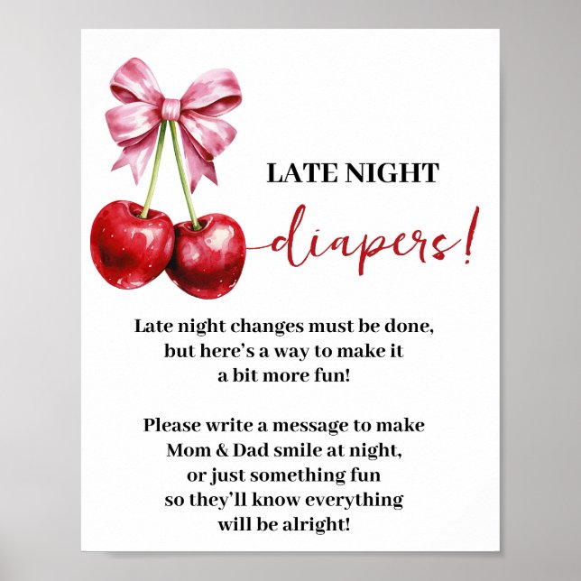 Cherry Coquette Late Night Diapers Shower Game Poster (Front)