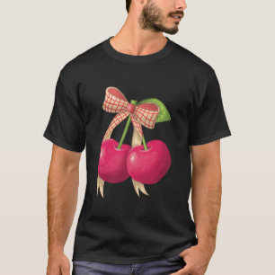 Cherry Coquette Pink Bow Ribbon Cute Cherries Love T-Shirt