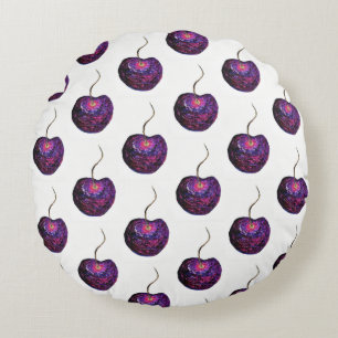 Cherry Cotton Round Throw Pillow (16")