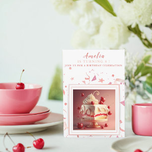 Cherry cream Cake - Birthday Party Invitation